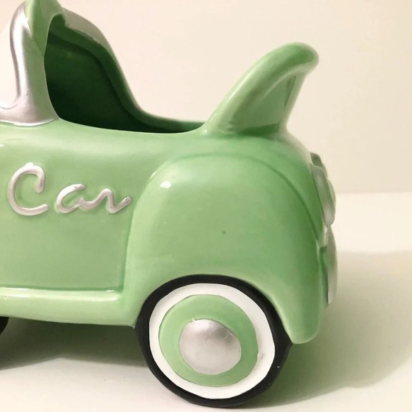 Vtg NAPCO Green Pedal Car Ceramic Planter Candy Dish - Picture 3 of 14